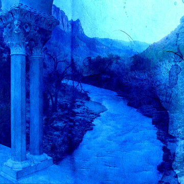 Digital and Analog Mixed Medium illustration. Vintage Collage. Archetypal theme. 