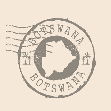 Stamp Postal of Botswana. Map Silhouette rubber Seal.  Design Retro Travel. Seal  Map Botswana grunge  for your design.  EPS10