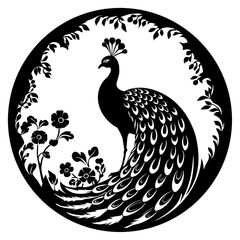 Fototapeta premium Peacock Emblem, one color, low points
