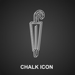 Chalk Classic elegant umbrella icon isolated on black background. Rain protection symbol. Vector
