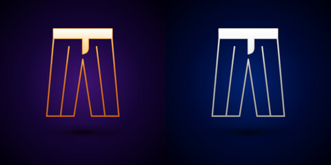 Gold and silver Pants icon isolated on black background. Trousers sign. Vector