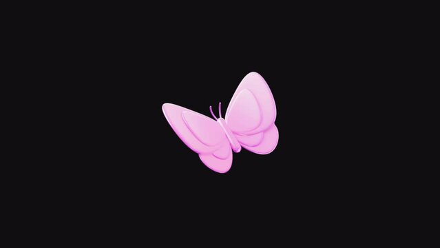 Animated Pink Butterfly Flying On Black Screen Background 4k Animation Stock Footage. Animated Baby Pink Butterfly Stock Videos.