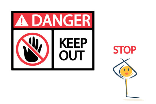 the character announces anxiety, danger. A sign of attention and danger, a stop sign