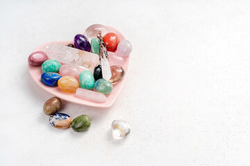 Gemstones for esoteric spiritual practice. Reiki therapy concept. Feng Shui, Healing Crystal...