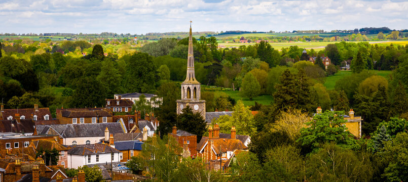 Aerial view of Wallingford, a historic market town and civil parish located between Oxford and Reading on the River Thames in England