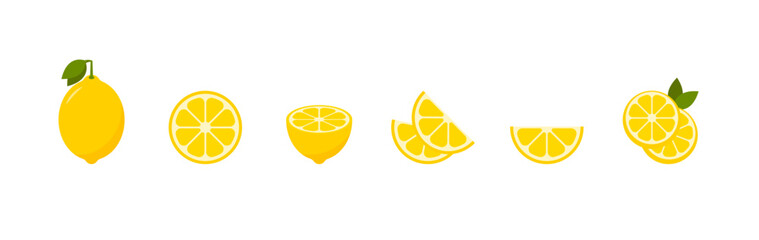 Citrus lemon slices set. Vector EPS 10