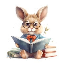 Rabbit readind a book