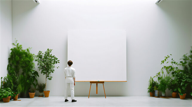 Whiteboard in a minimalistic room