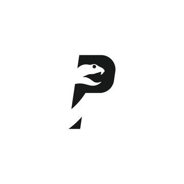 P letter logo with viper snake negative space