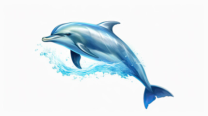 Dolphin is isolated on a white background. Mammal marine animal. Generative AI