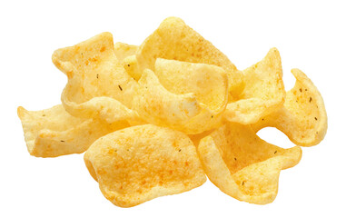 Delicious potato chips cut out