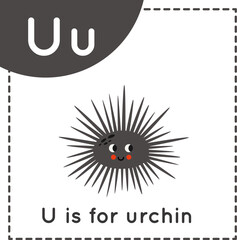 Obraz premium Learning English alphabet for kids. Letter U. Cute cartoon urchin.