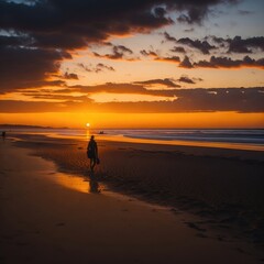 Naklejka premium sunset at the beach