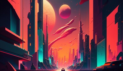 Dream city Creative illustration .Generative AI.