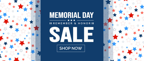 Memorial day sale vector banner template. Memorial Day sale Background or banner design template with USA flag Vector. Remember and Honor.  National American holiday illustration.
