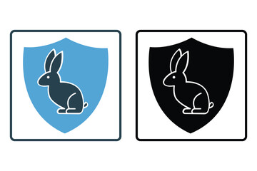 Animal health insurance icon. Solid icon style. Pet protection. rabbit icon illustration. Simple vector design editable