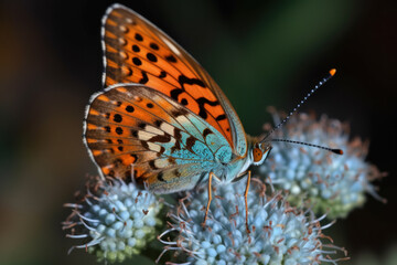 Schmetterling mit Blumenvordergrund