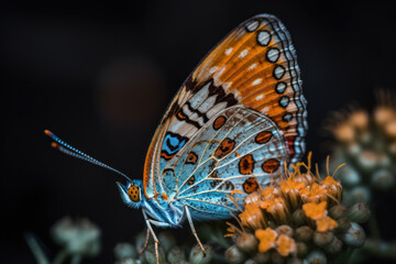 Naklejka premium Schmetterling mit Blumenvordergrund