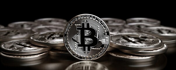 The largest most secure cryptocurrency bitcoin gold and silver coin, the concept of the future of money. AI generative