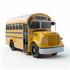 School bus isolated on white background Generative AI