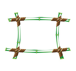 Outline of a square frame made of green bamboo, design element.
