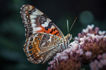 Fototapeta na wymiar Schmetterling mit Blumenvordergrund