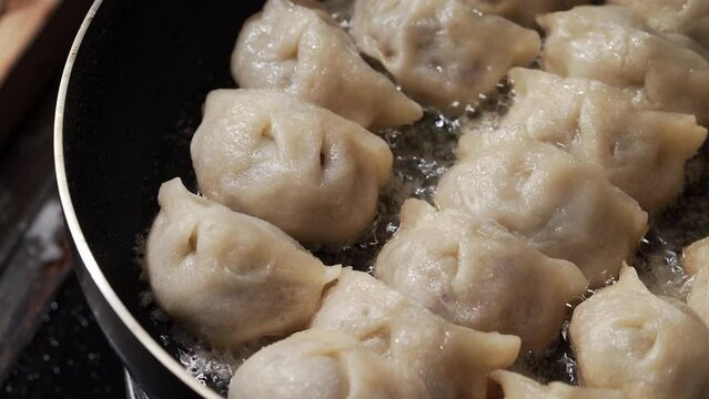 The cooking process of special Chinese fried dumplings
