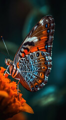 Fototapeta na wymiar Schmetterling mit Blumenvordergrund