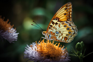 Obraz premium Schmetterling mit Blumenvordergrund