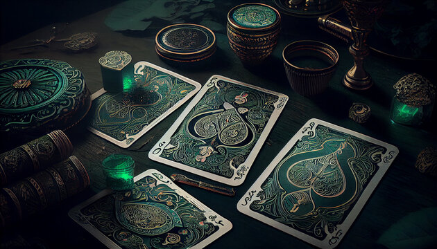 Deck of Tarot cards on white background Generative AI