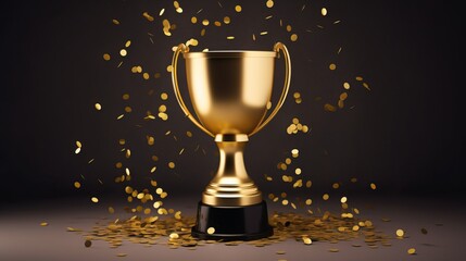 Sports Prize: Golden Cup Filled with Confetti