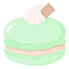 Green tea whipped cream and wafer macaron
