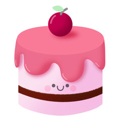 Strawberry chocolate cream cake with cherry character