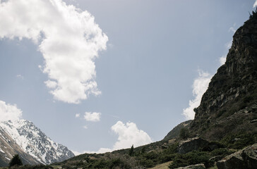 Mountains in Clear and Partially Cloudy Weather