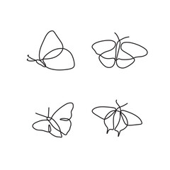 Obraz na płótnie Canvas butterfly drawing line art set