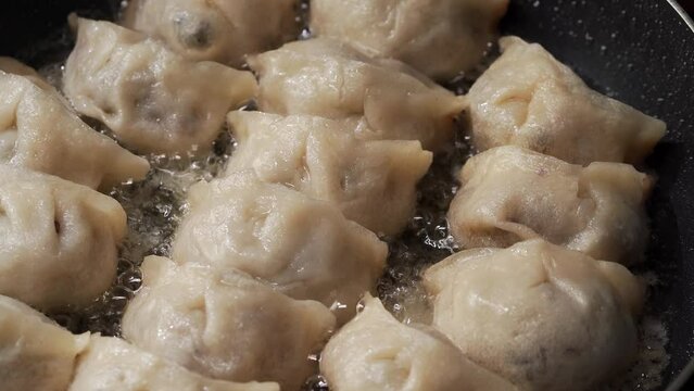 The cooking process of special Chinese fried dumplings