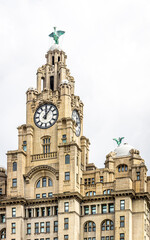 View of waterfront in Liverpool, a city and metropolitan borough in North West England