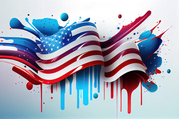 Happy 4th of July USA Independence Day background with American national flag. Generative Ai