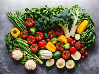 Background or frame image created by placing various vegetables 50