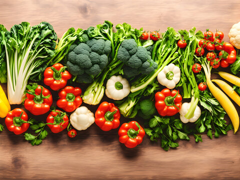 Background or frame image created by placing various vegetables 47
