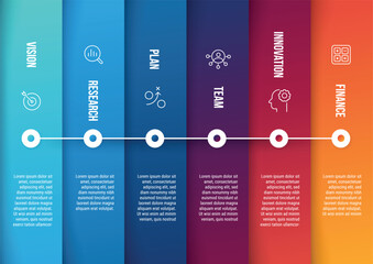 Timeline template 6 step of business process.