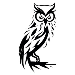 Angry owl vector illustration. Bird. Animal. Logo illustration. White background