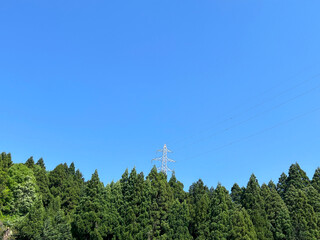 Obraz premium 山の中の鉄塔