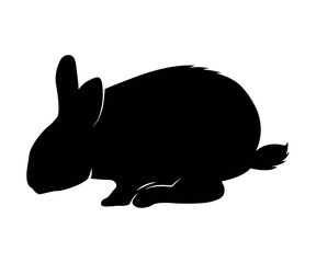 Rabbit silhouette in vector. Easter bunny. Can be used as a stencil or template for festive decorations, postcards, shop windows, logos