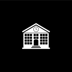 School building icon isolated on black background