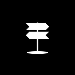 Signpost icon isolated on black background. 