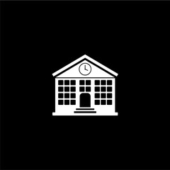 School building icon isolated on black background