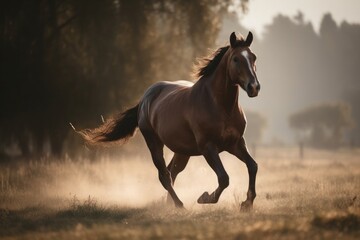 Fototapeta na wymiar beauty and energy of a strong and athletic horse in full motion
