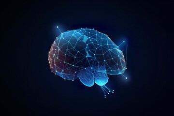 Low poly brain of artificial intelligence