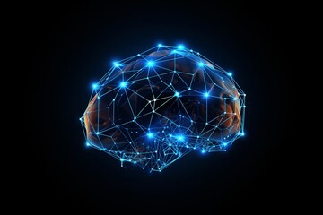 Low poly brain of artificial intelligence